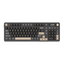 Mechanical gaming keyboard with digital display and yellow accents
