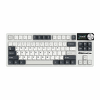 Mechanical gaming keyboard with digital display and yellow accents