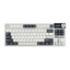 Mechanical gaming keyboard with digital display and yellow accents
