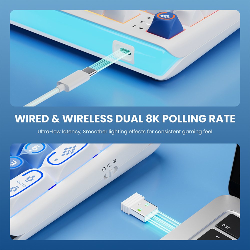 R99 wired USB-C and 2.4GHz wireless connections with dual 8K polling support