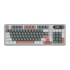 Mechanical gaming keyboard with digital display and yellow accents