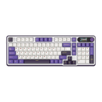 Mechanical gaming keyboard with digital display and yellow accents