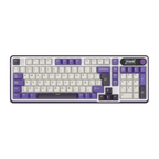 Mechanical gaming keyboard with digital display and yellow accents