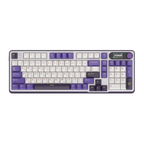 Mechanical gaming keyboard with digital display and yellow accents