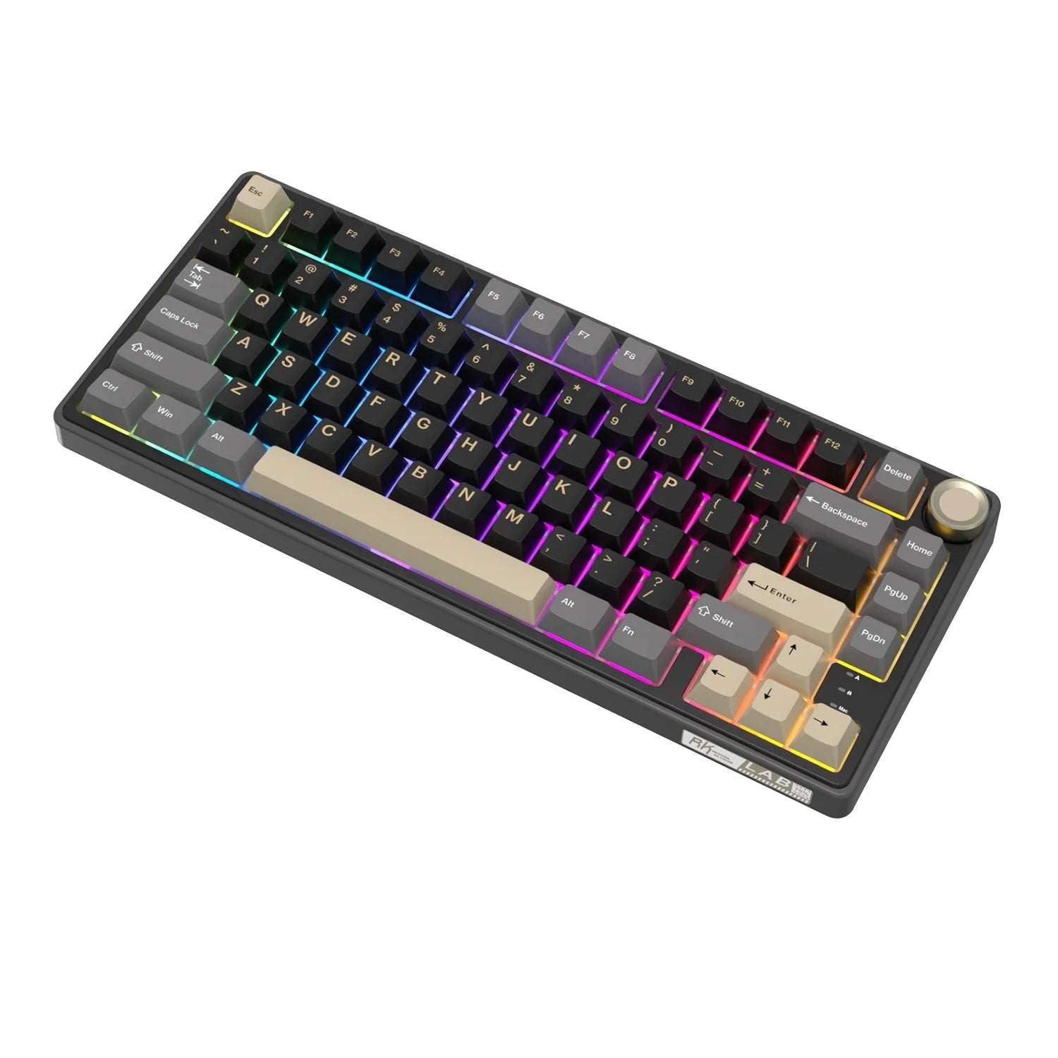 mechanical gaming keyboard with rotary knob and compact layout