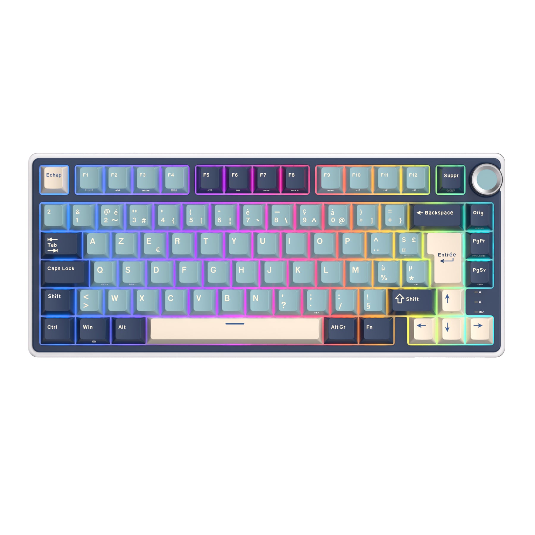 mechanical gaming keyboard with rotary knob and compact layout