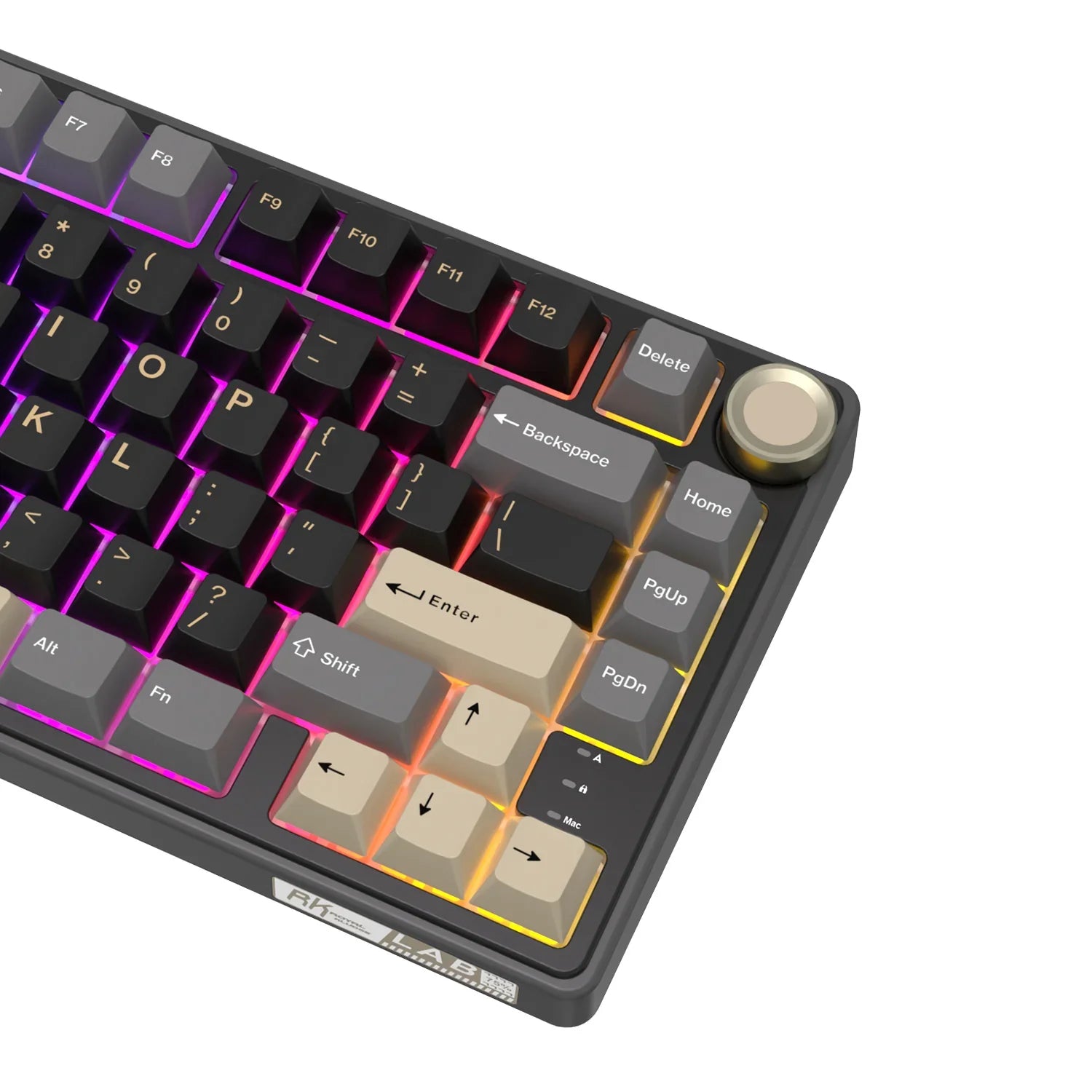 mechanical gaming keyboard with rotary knob and compact layout
