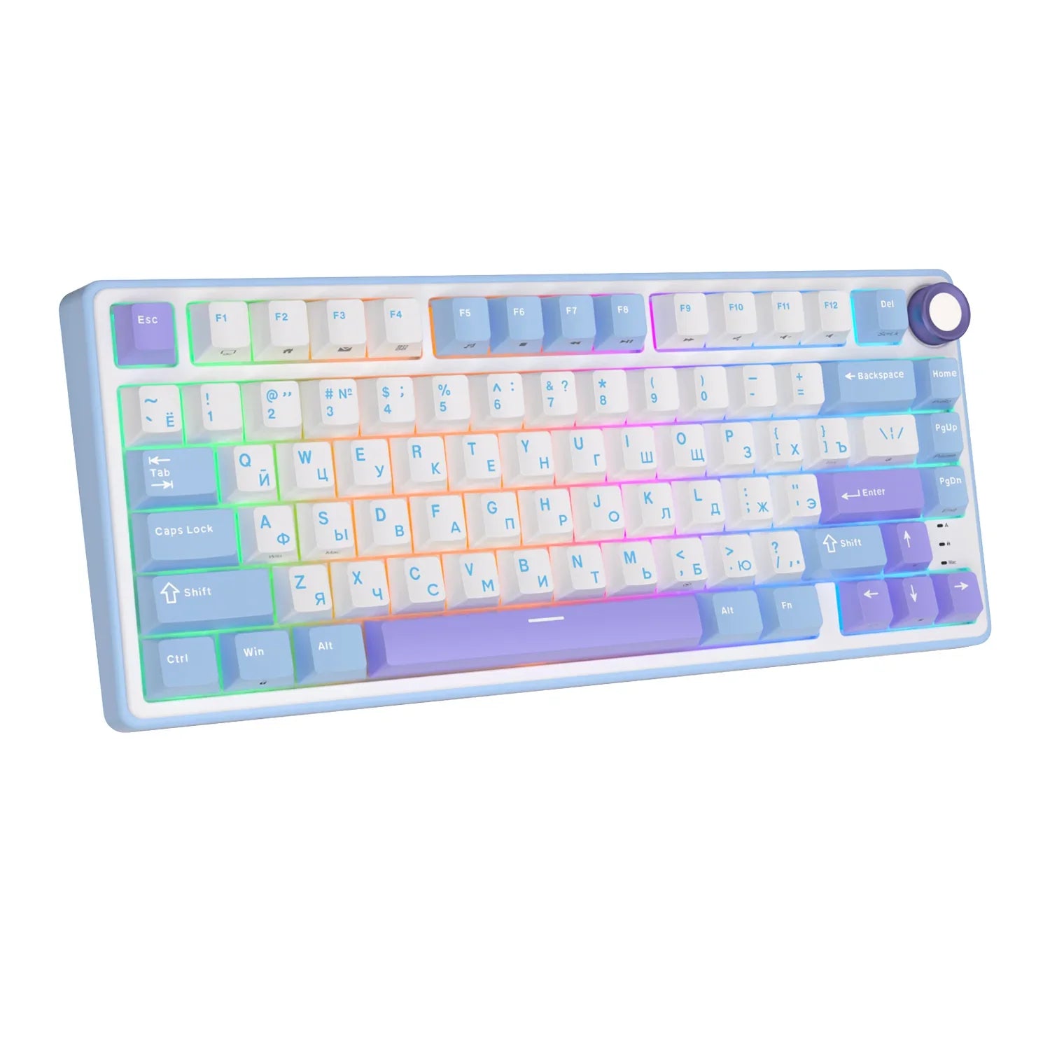 mechanical gaming keyboard with rotary knob and compact layout