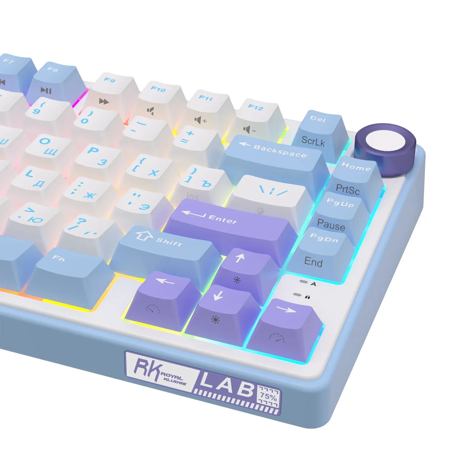 mechanical gaming keyboard with rotary knob and compact layout