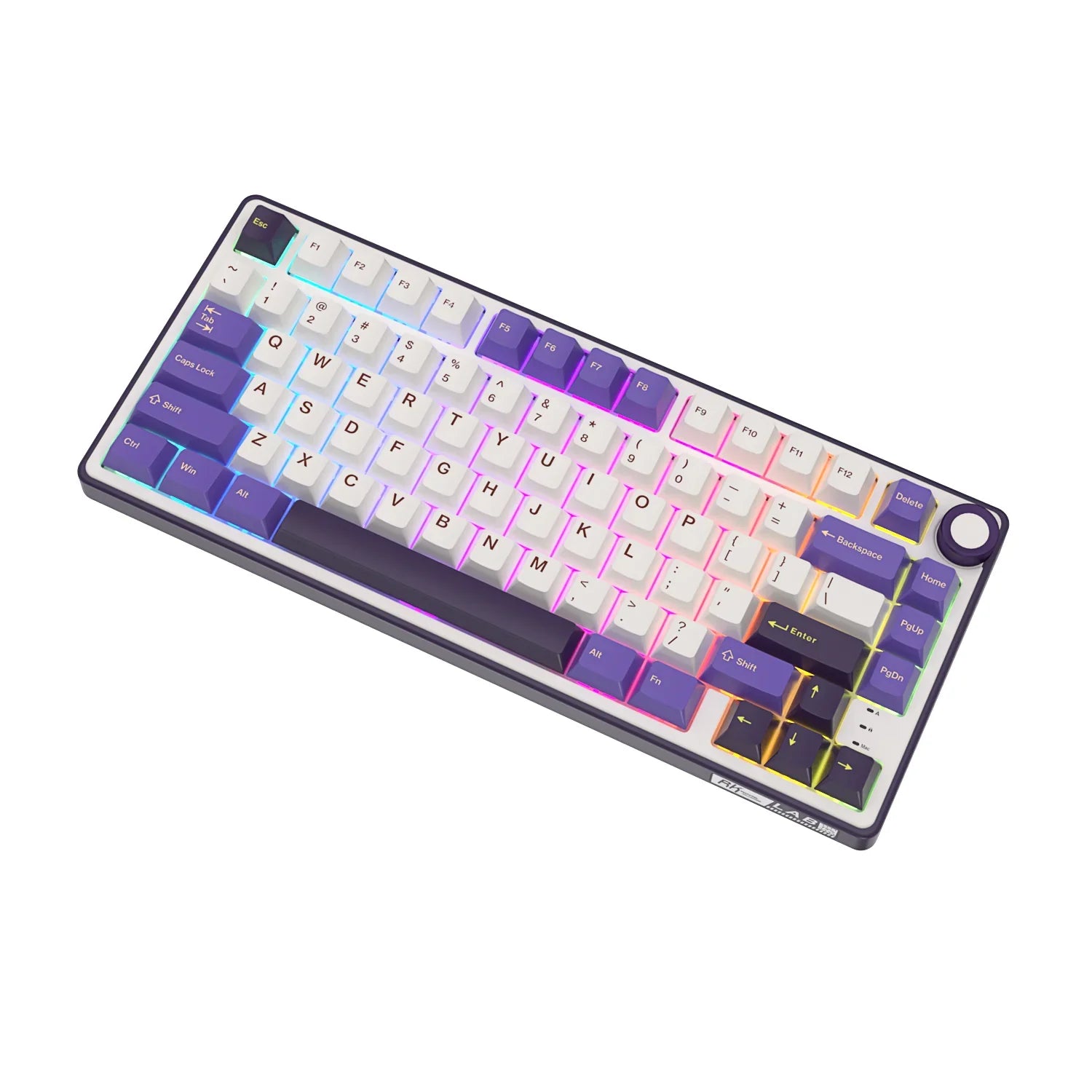 mechanical gaming keyboard with rotary knob and compact layout