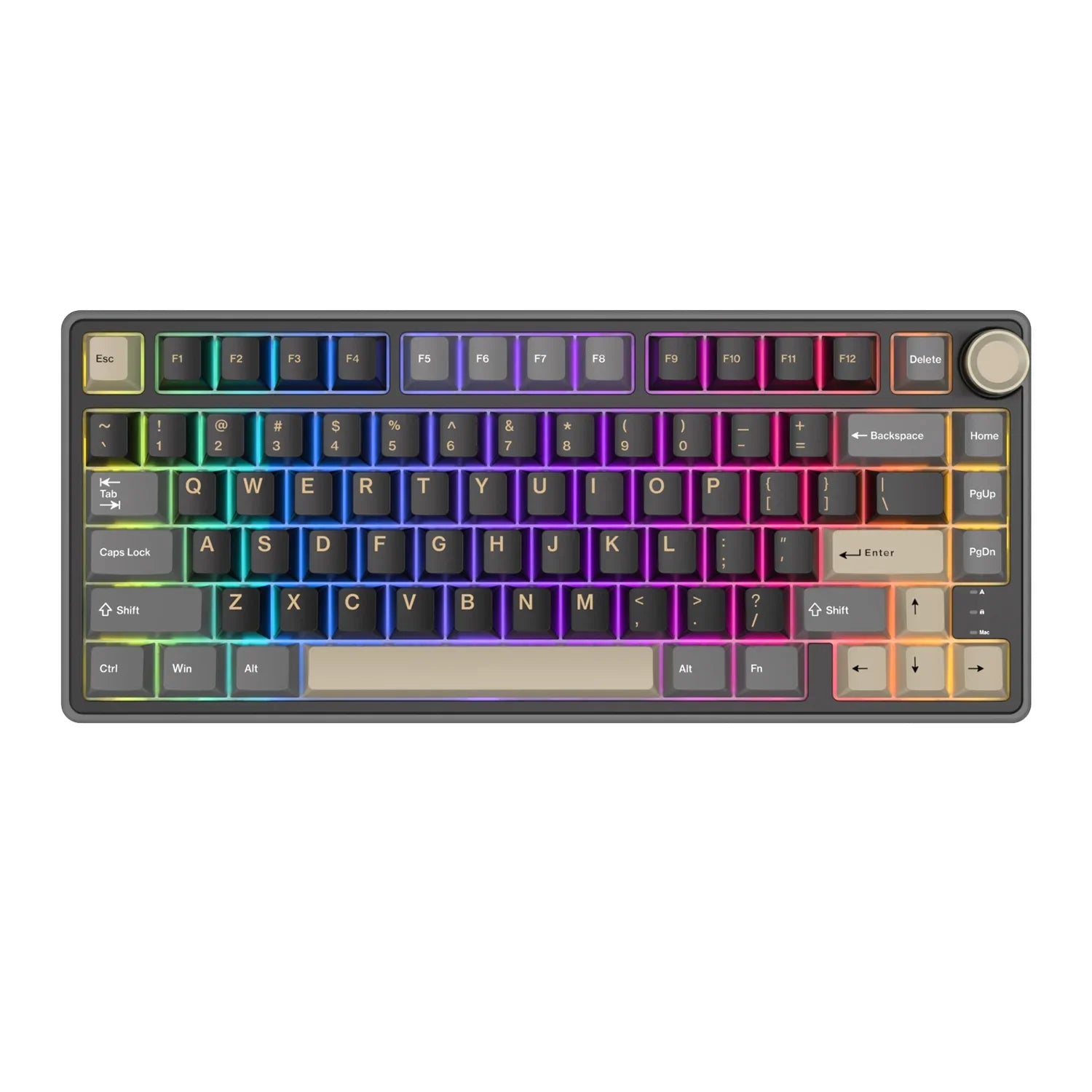 mechanical gaming keyboard with rotary knob and compact layout