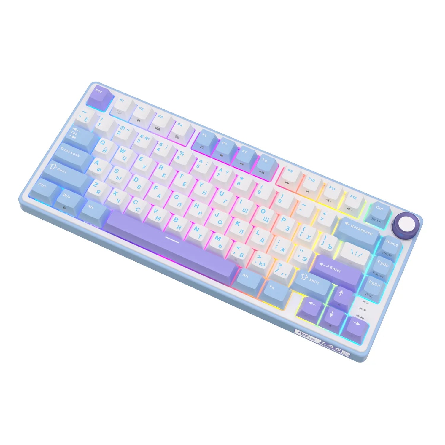 mechanical gaming keyboard with rotary knob and compact layout