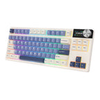 Mechanical gaming keyboard with digital display and yellow accents