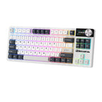 Mechanical gaming keyboard with digital display and yellow accents