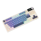 Mechanical gaming keyboard with digital display and yellow accents
