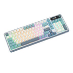 Mechanical gaming keyboard with digital display and yellow accents
