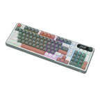 Mechanical gaming keyboard with digital display and yellow accents