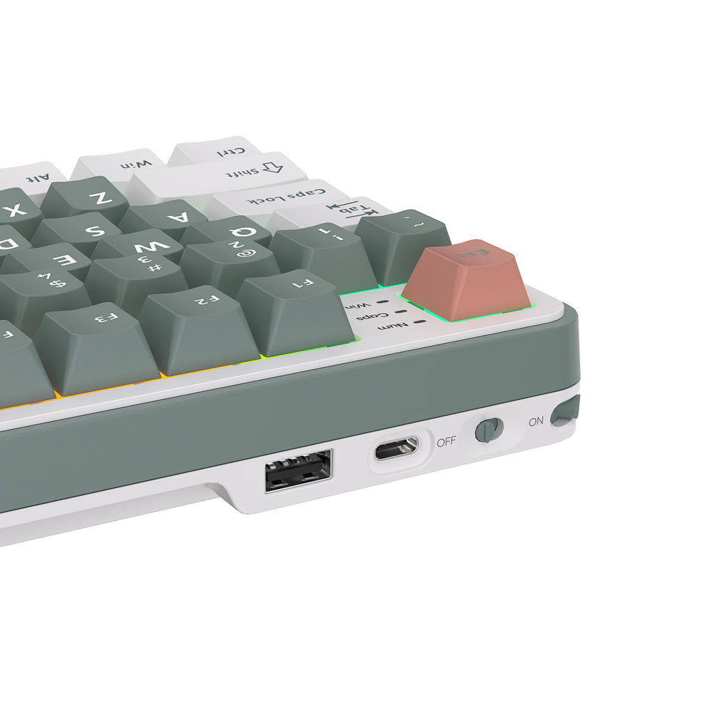 Mechanical gaming keyboard with digital display and yellow accents