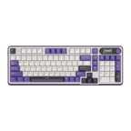 Mechanical gaming keyboard with digital display and yellow accents